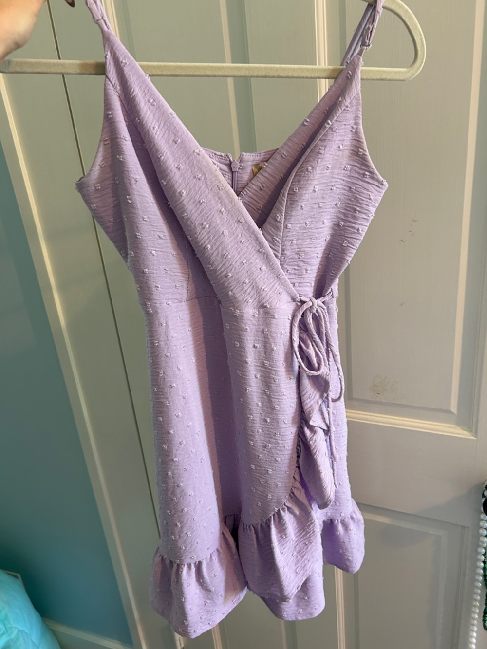 Altar'd State Lilac Textured Wrap Mini Dress